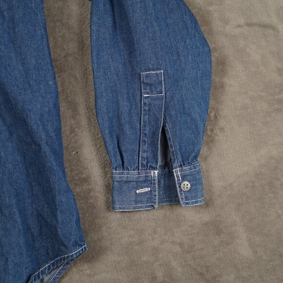 Vintage 90s Capacity Patriotic American Embroidered Patch Denim Shirt M Teacher - Picture 4 of 8